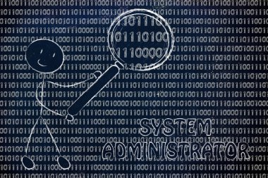 Man inspecting binary code