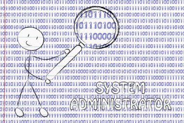 Man inspecting binary code