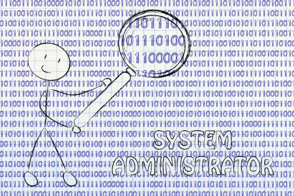 Man inspecting binary code — Stockfoto