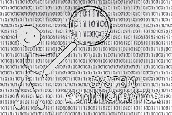 Man inspecting binary code — Stockfoto