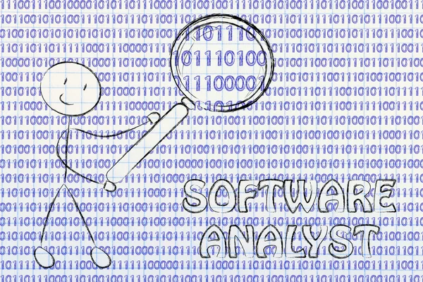 Man inspecting binary code — Stock Photo, Image