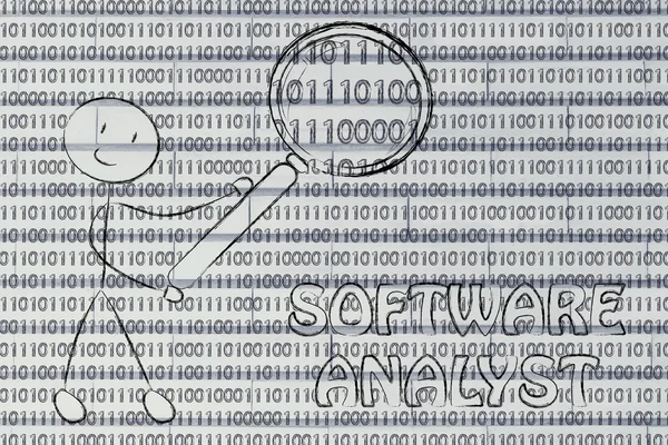 Man inspecting binary code — Stock Photo, Image