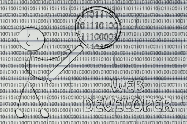 Man inspecting binary code — Stockfoto