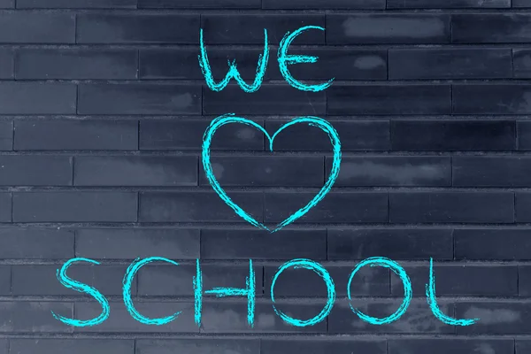 Nós amamos a escola escrita — Fotografia de Stock