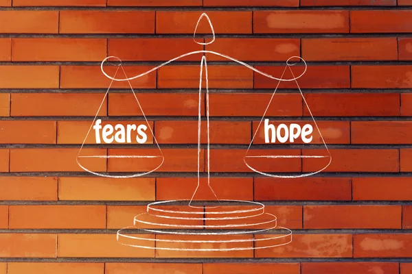 Concept of comparing fears & hope — Stock Photo, Image