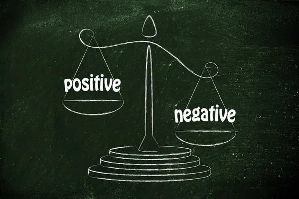 Metaphor of balance measuring the positive and the negative — Stockfoto