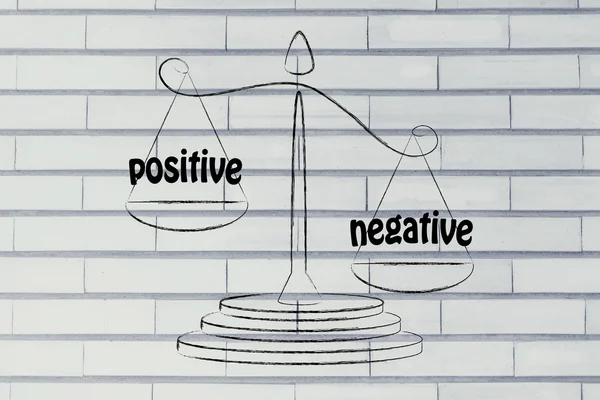 Metaphor of balance measuring the positive and the negative — Stock Fotó