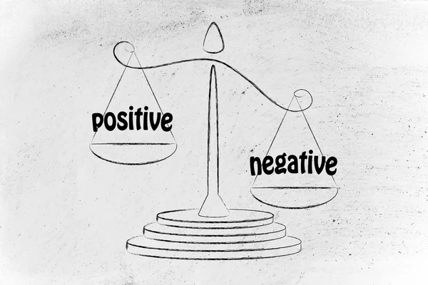 Metaphor of balance measuring the positive and the negative — Stock Photo, Image