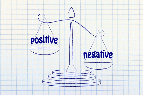 Metaphor of balance measuring the positive and the negative — Stockfoto