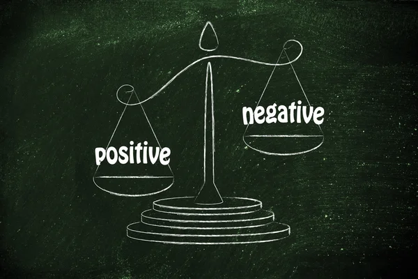 Metaphor of balance measuring the positive and the negative — Stock Photo, Image