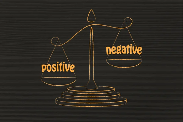 Metaphor of balance measuring the positive and the negative — Stockfoto