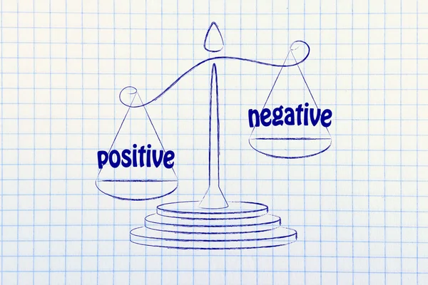 Metaphor of balance measuring the positive and the negative — Stockfoto