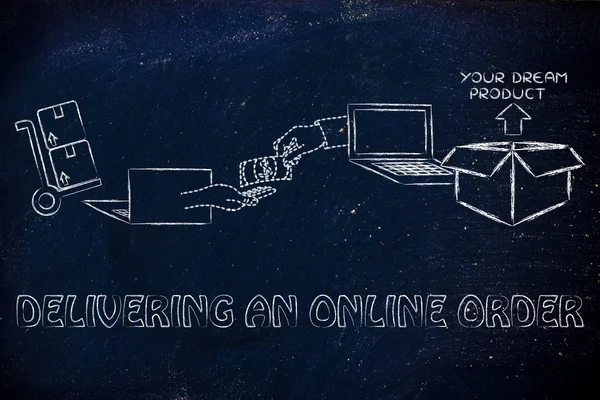 Concept of delivering an online order — Stockfoto