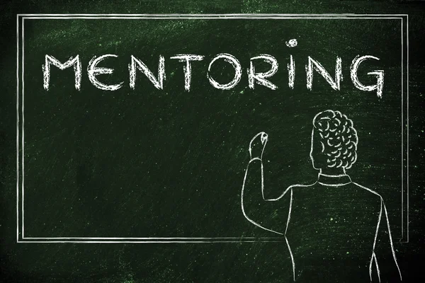 Enseignant écrit sur blakboard sur le mentorat — Photo