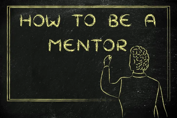 Professor escrevendo em blakboard: como ser um mentor — Fotografia de Stock