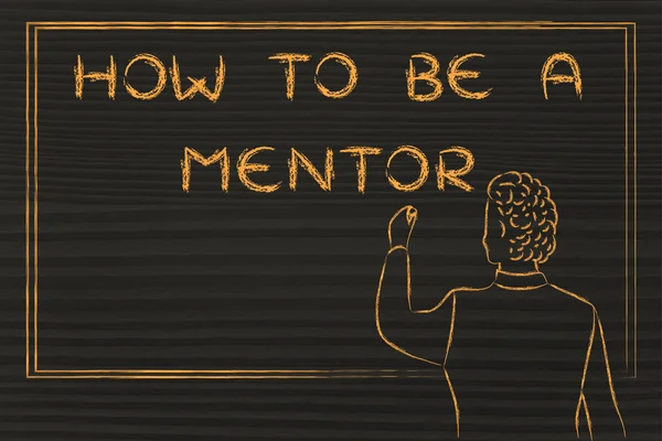 Enseignant écrivant sur blakboard : comment être un mentor — Photo