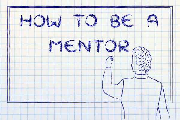 Enseignant écrivant sur blakboard : comment être un mentor — Photo
