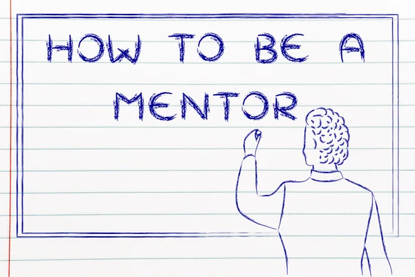 Teacher writing on blakboard: how to be a mentor — Stockfoto