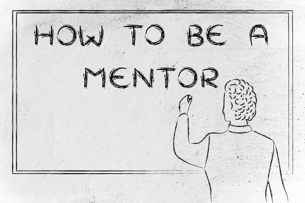 Enseignant écrivant sur blakboard : comment être un mentor — Photo