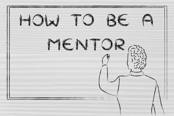 Enseignant écrivant sur blakboard : comment être un mentor — Photo