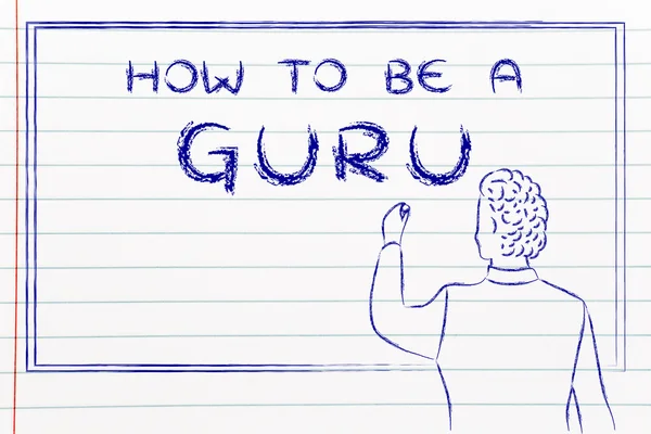 Teacher writing on blakboard: how to be a guru — Stockfoto