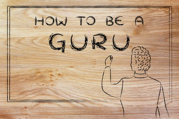 Teacher writing on blakboard: how to be a guru — Stockfoto