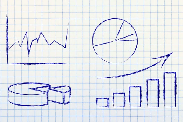 Grafiken und Statistiken Geschäftsveranschaulichung — Stockfoto