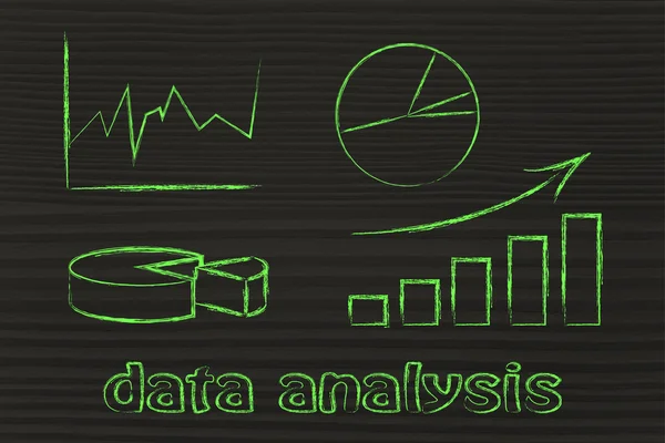 Grafiken und Statistiken Geschäftsveranschaulichung — Stockfoto