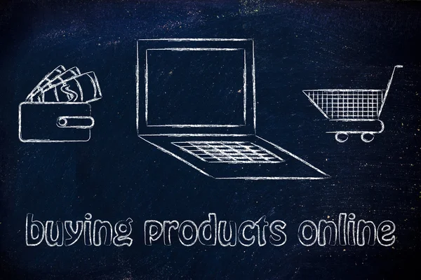 Buying products online illustration — Stok fotoğraf