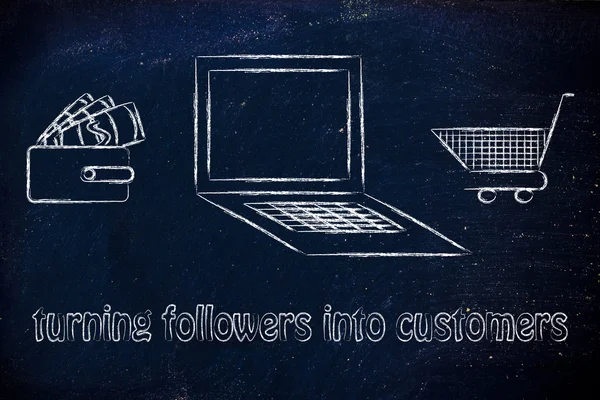 Turning followers into customers illustration — Stock fotografie