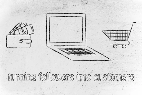 Turning followers into customers illustration — Zdjęcie stockowe