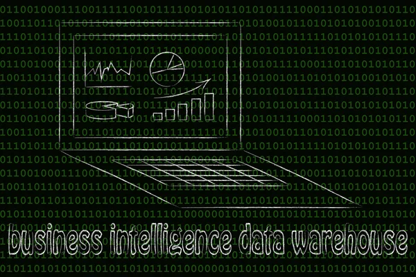 Computer con grafici e statistiche per le imprese — Foto Stock