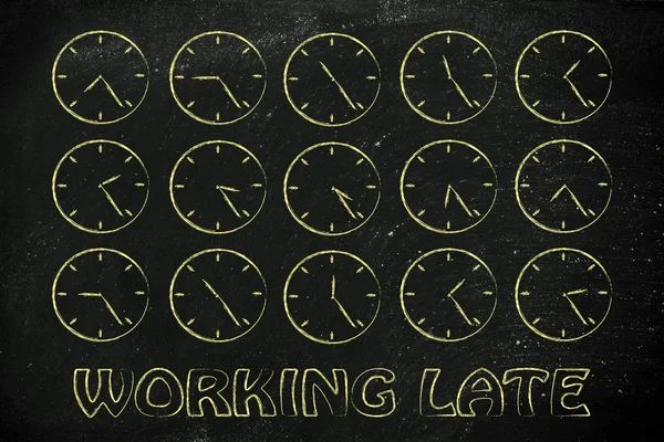 Working late illustration — 图库照片