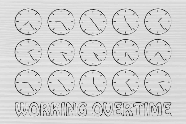 Working overtime illustration — 图库照片