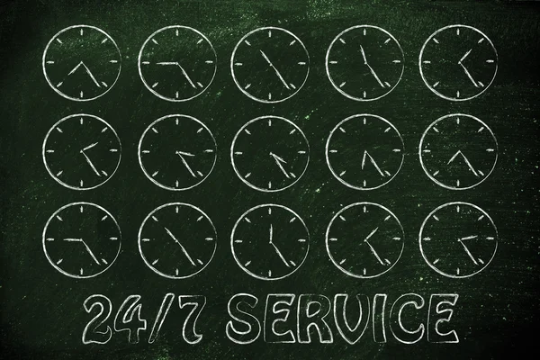 Series of clocks showing time passing by — Stock Photo, Image