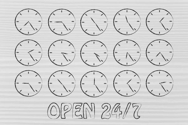 Série d'horloges montrant le temps qui passe — Photo