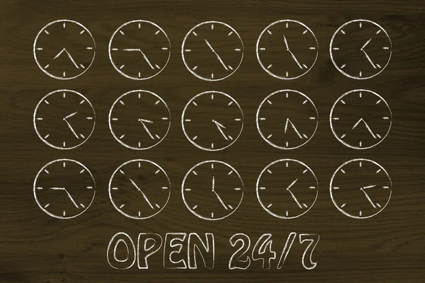 Series of clocks showing time passing by — Stock Photo, Image