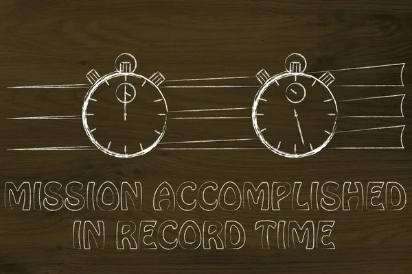 Concept of achieving a mission in record time — Stock Photo, Image