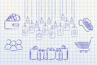 Elements of shopping illustration