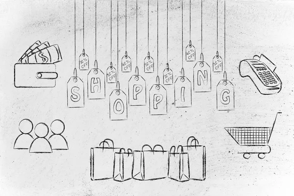 Elements of shopping illustration — Stockfoto