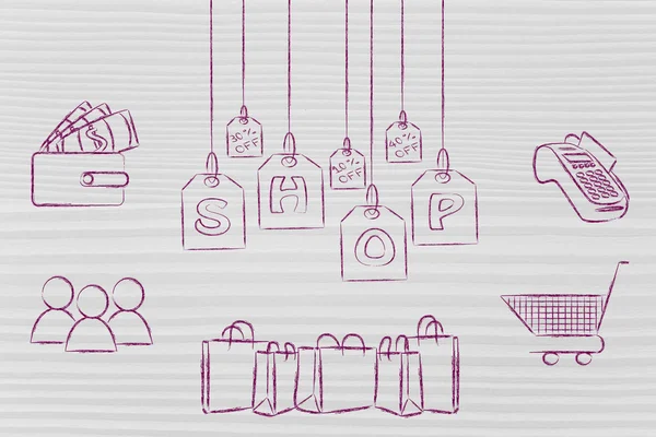 Shops & sales concept illustration — Stockfoto