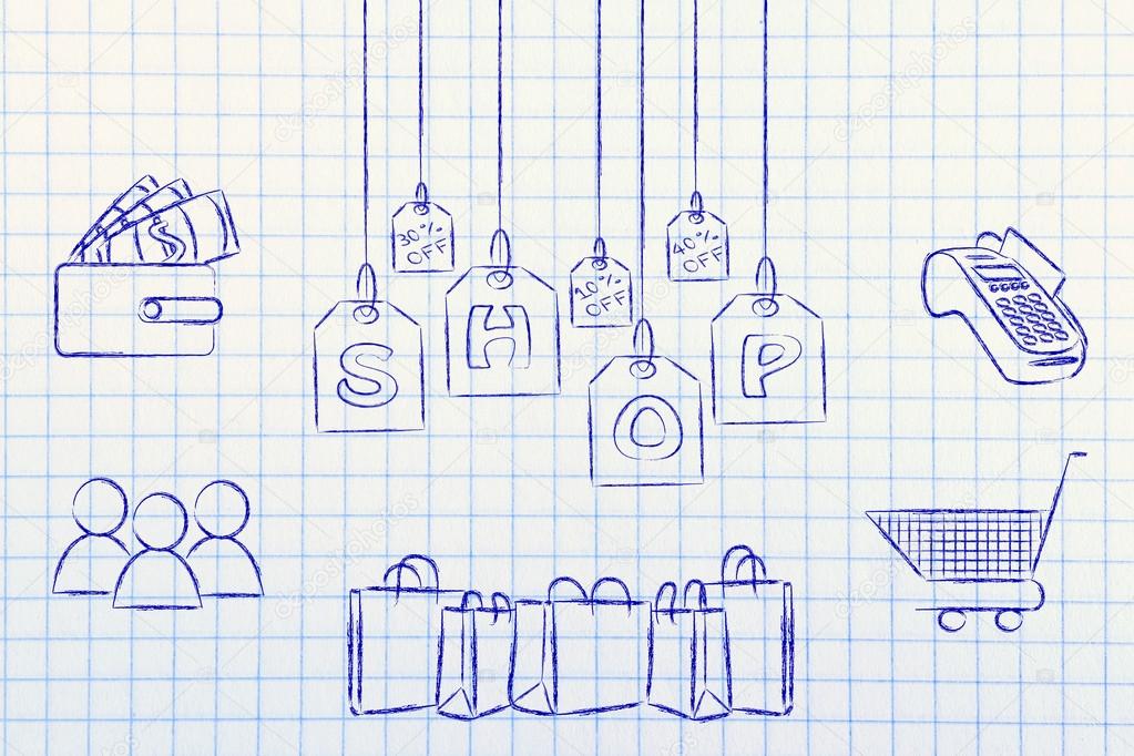 Shops & sales concept illustration