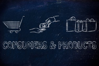 Consumers & products illustration