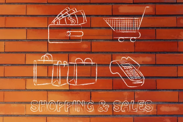 Ilustração de compras e vendas — Fotografia de Stock