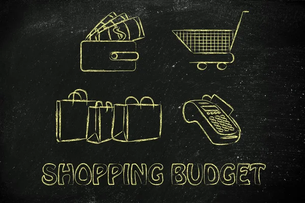 Ilustração do orçamento de compras — Fotografia de Stock