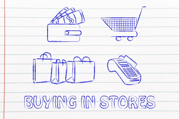 Buying in stores illustration — ストック写真