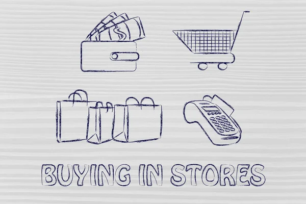 Buying in stores illustration — Zdjęcie stockowe