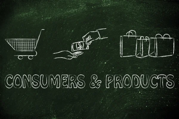 Consumers & products illustration — Zdjęcie stockowe