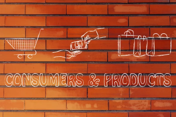 Consumers & products illustration — ストック写真