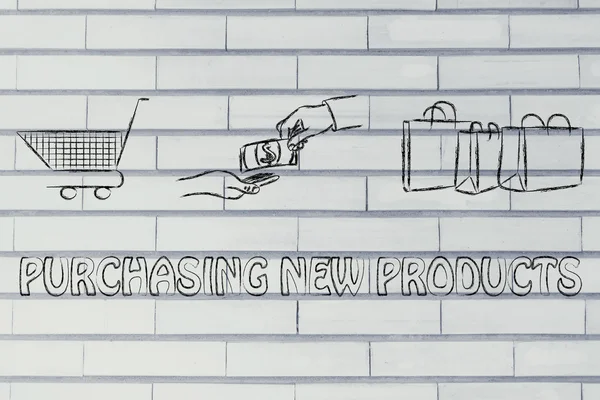 Purchasing new products illustration — Stock fotografie